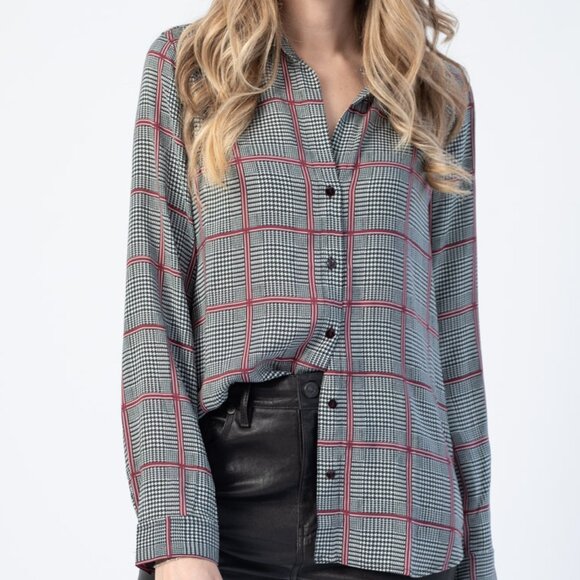 L'AGENCE Nina Long Sleeve Blouse in Autumn Pfeiffer Plaid - Picture 3 of 5